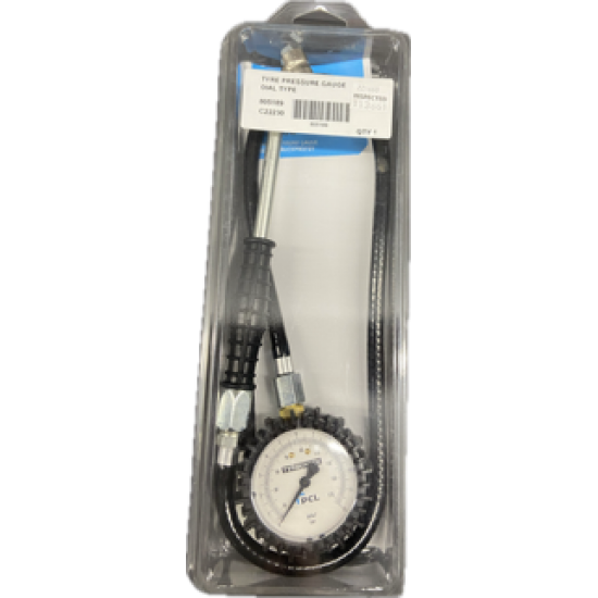 Dial Tyre Pressure Gauge PCL Type  with Hold On Connector 1/4" end Fitting
