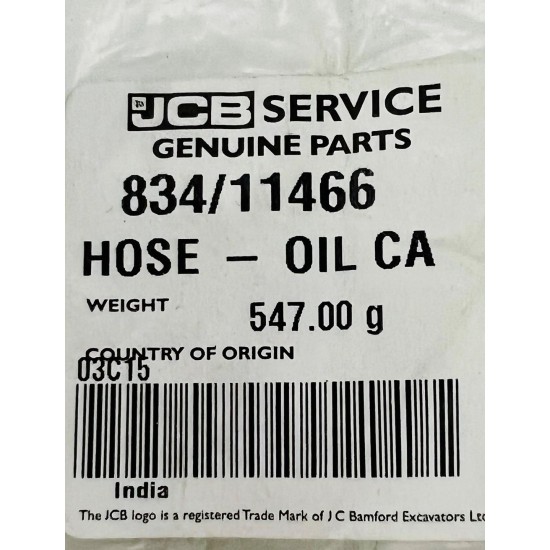 Genuine JCB Oil Breather Hose