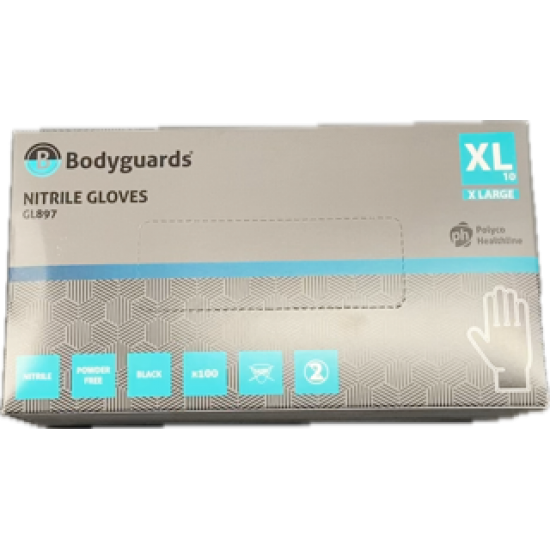Gloves Nitrile Black Extra Large XL Box of 100