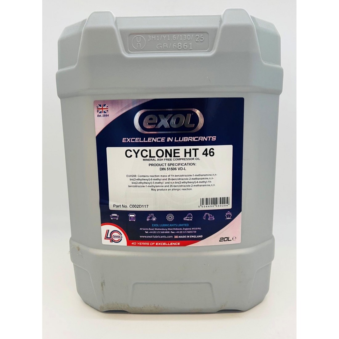 Exol Cyclone HT 46 Compressor Oil 20 Litres - Hydraulic Plant Services ...