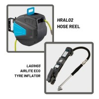 HRAL02 Hi Viz HOSE REEL & LAG1H03 AIRLITE ECO TYRE INFLATOR Special Deal Price HRAL02 Hi Viz HOSE REEL & LAG1H03 AIRLITE ECO TYRE INFLATOR Special Deal Price
