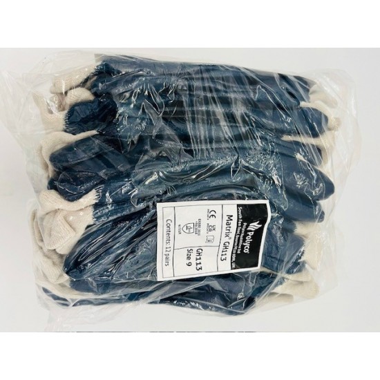 Polyco Matrix Heavy Duty Full Nitrile Coated Glove (Pack of 12 Pairs) Size 9  Large
