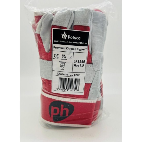 Polyco Premium Chrome Rigger Glove (Pack of 10 Pairs) Size 9.5/Large