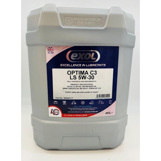 Exol Optima C3 LS 5W-30 Fully Synthetic Low SAPS Engine Oil 20 Litres