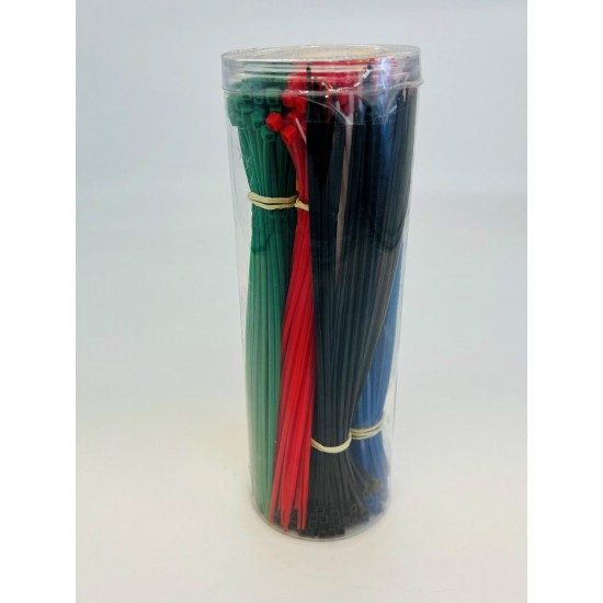 Cable Ties Assorted - Coloured 200mm x 2.5mm - Pack of 600