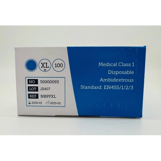 Blue Nitrile Gloves 100 Per Box - Size Extra Large