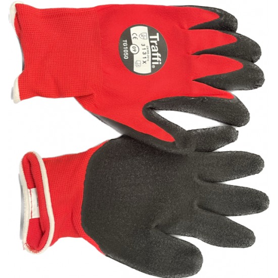 Traffi TG1050 Red Rubber Glove - Size 9/L (Pair)